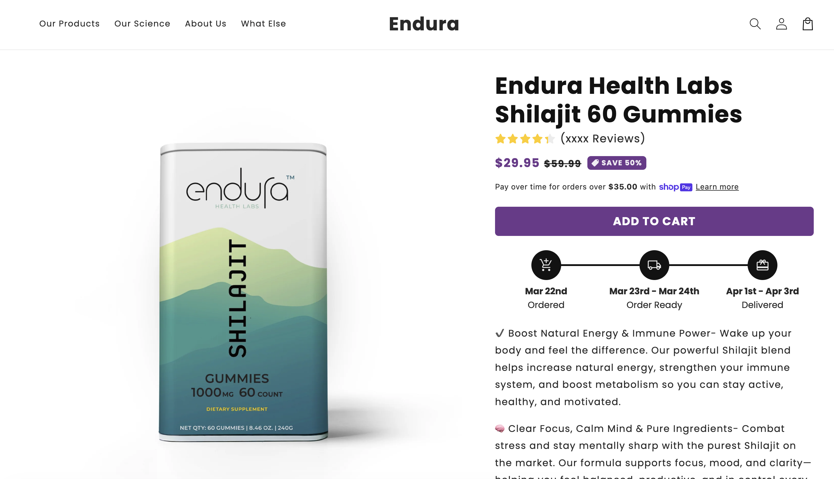 Endura Health Labs website