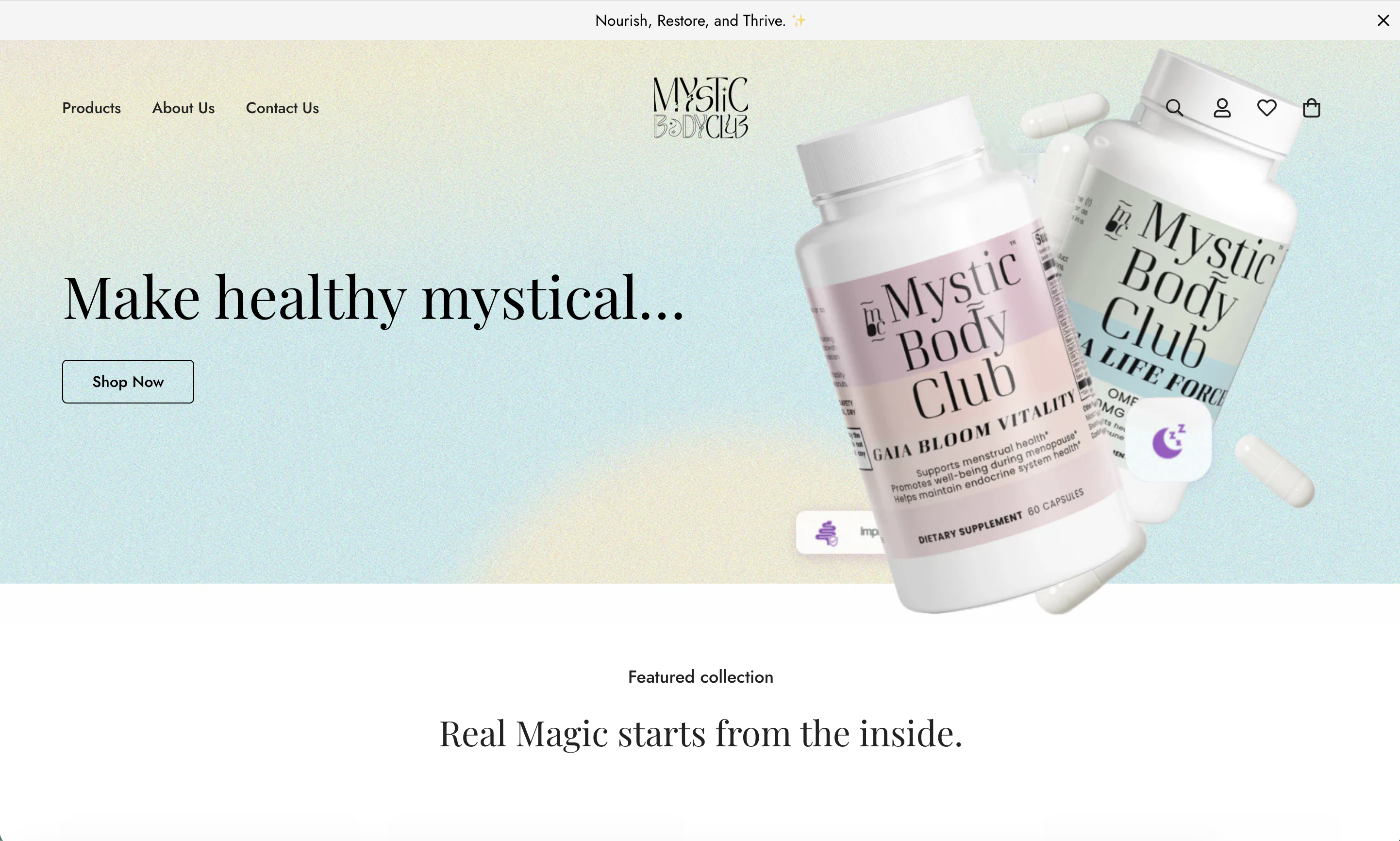 Mystic Body Club website